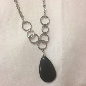 Silver necklace with black stone